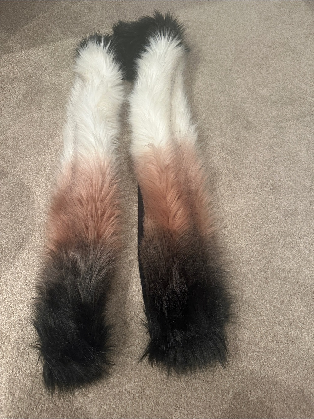 Tri-Color Faux Fur Throw Accent in White, Brown & Black no branded